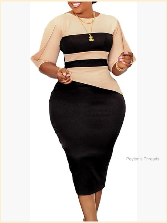 Dresses & Skirts - Elegant Midi Bodycon Pencil Dress for Work Church Office Teacher Business